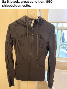 Women’s Black Hooded Zip Jacket - Size 6